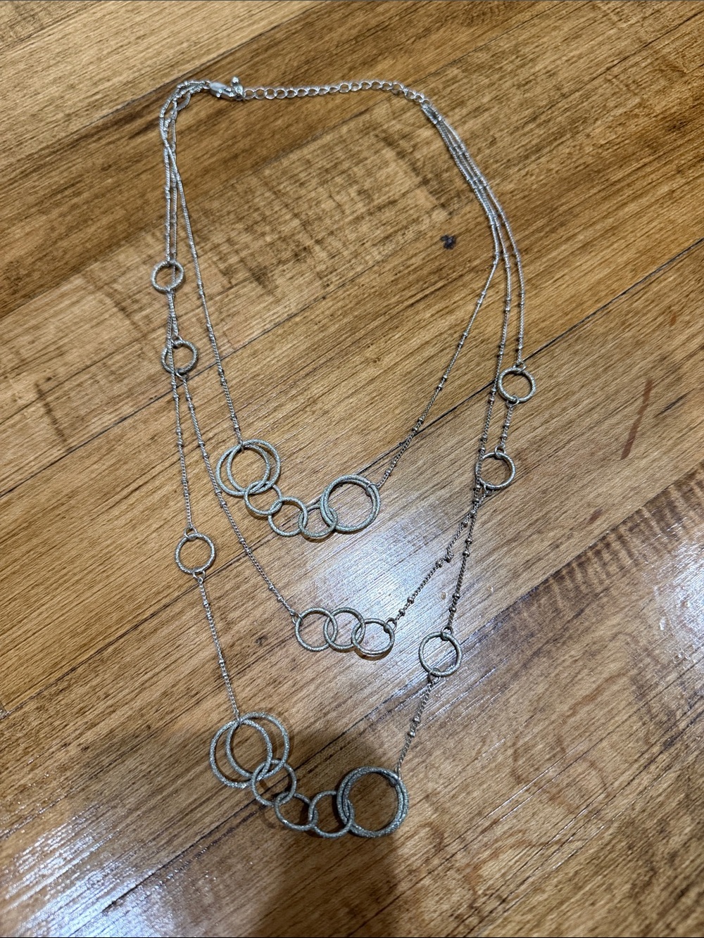 Layered Silver-Tone Circle Necklace - Unbranded